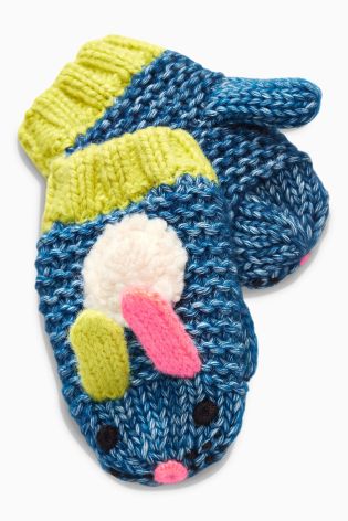 Blue Bunny Mittens (Younger Girls)